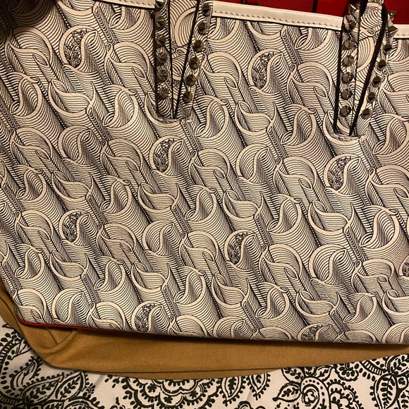 *****SOLD*****Christian Louboutin Small CABATA Spiked Studded Toile - Picture 7 of 14